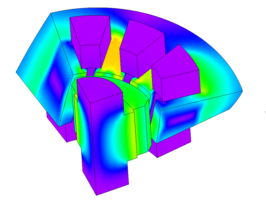 Cogging Torque Analysis of an SPM Motor with a Skewed Stator fea simulation electric motor ev electric vehicle Coupled CFD and FEA Multiphysics Ansys Maxwell, Simulia Opera, JMAG, Cedrat FLUX, Siemens MAGNET and SPEED