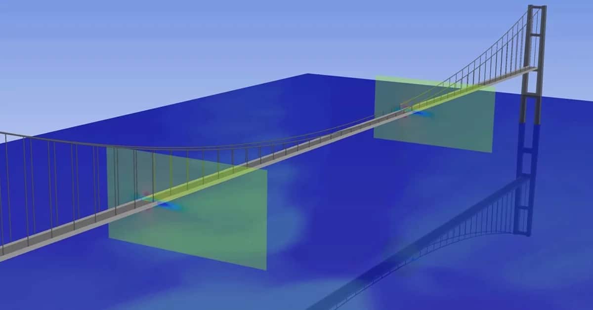 Fluid structure interaction FSI Bridge Finite Elemen CFD aerodynamics wind induced vibration Ansys Fluent